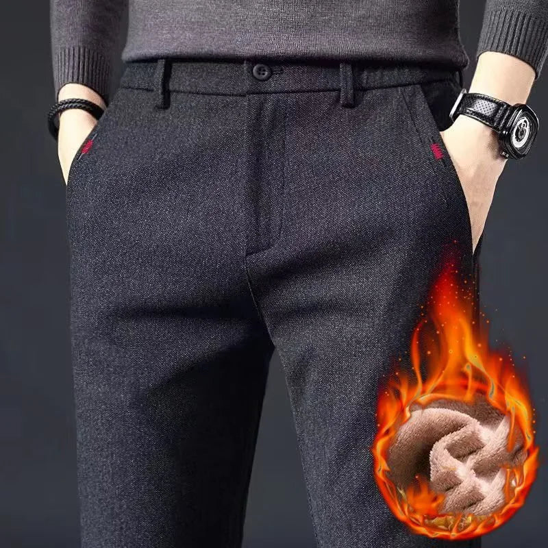 Men's Straight Leg Long Daily Pants Casual Straight Slim Fit Narrow Leg Trousers Stylish Male Suit Work Fashion Blue Gray Pants