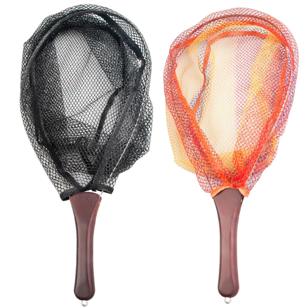 Folding Fishing Landing Net Wooden Handle Fly Fishing Net Catch and Release Net for Trout Bass Pike Fishing Tools