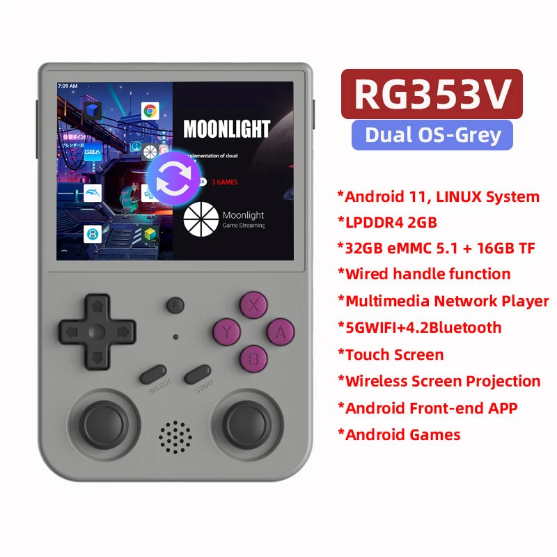 ANBERNIC RG353V RG353VS Retro Handheld Game 3.5'' IPS Screen Supports WiFi,Bluetooth,Online Fighting,Streaming,HDMI-compatible