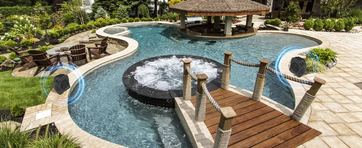 Herdio 8" Rock Bluetooth Speakers Outdoor Waterproof IPX7 Wireless Solar 240W TWS Connection Powered With Rechargeable Battery