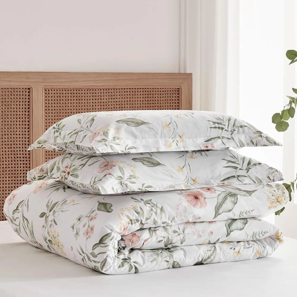 Blush, Green, and White Floral Reversible King/California King Comforter Set with 2 Pillowcases by Levtex Home