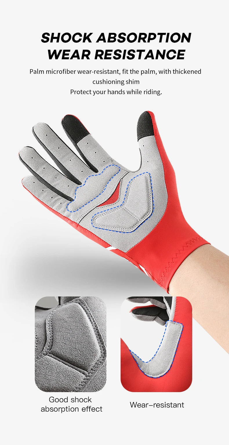 Spring Touch Screen Fingers Gloves Shockproof Gel Sports Cycling Gloves MTB Road Bike Riding Racing Women Men Bicycle Gloves