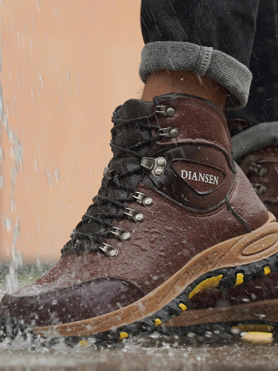 High Top Men Work Shoes Anti-Puncture Anti-smash Work Sneakers Slip Resistant Comfortable Soft Water Resistant Work Hiking Boots