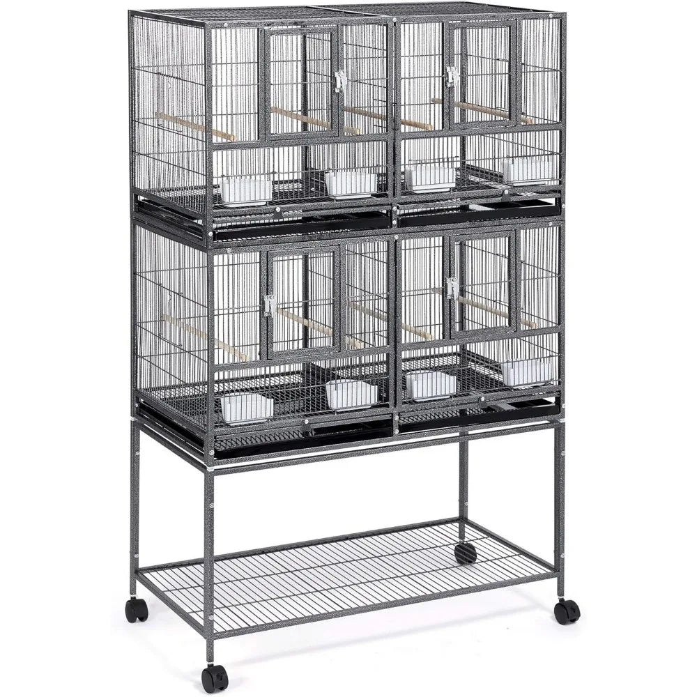 Stackable Divided Breeder Breeding Parakeet Bird Cage for Canaries Cockatiels Lovebirds Finches Budgies Small Parrots with Deta