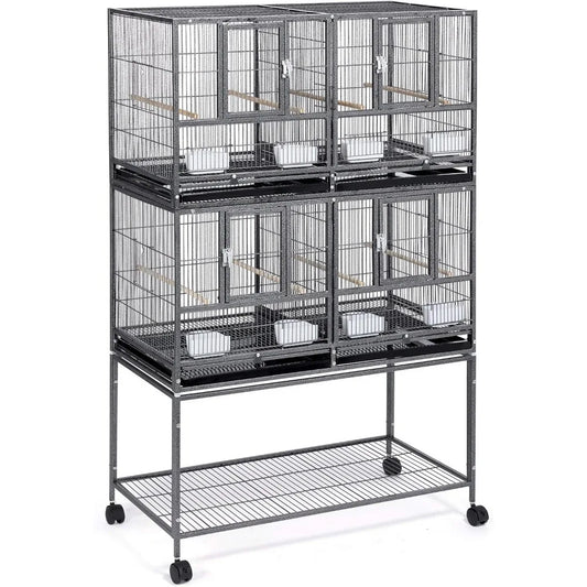Stackable Divided Breeder Breeding Parakeet Bird Cage for Canaries Cockatiels Lovebirds Finches Budgies Small Parrots with Deta