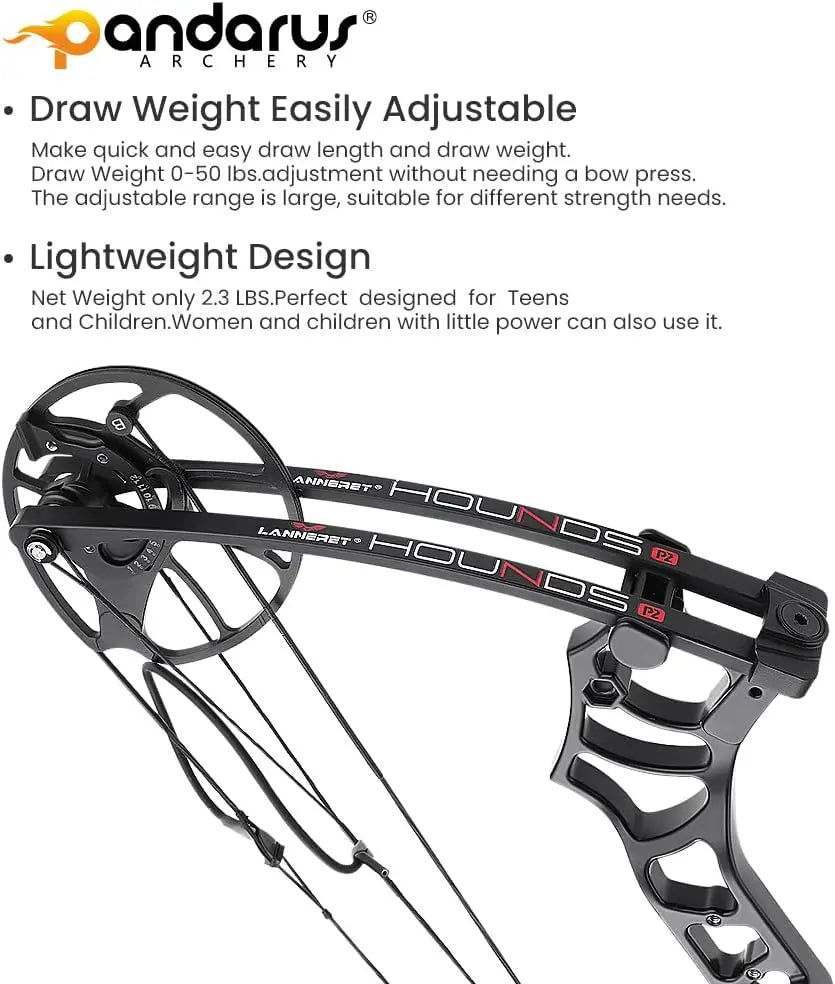Archery Ready to Hunt Lightweight Compound Bow Package for Adults and Youth，0-50 Lbs Draw Weight,290fps,Limbs Made in USA,with A