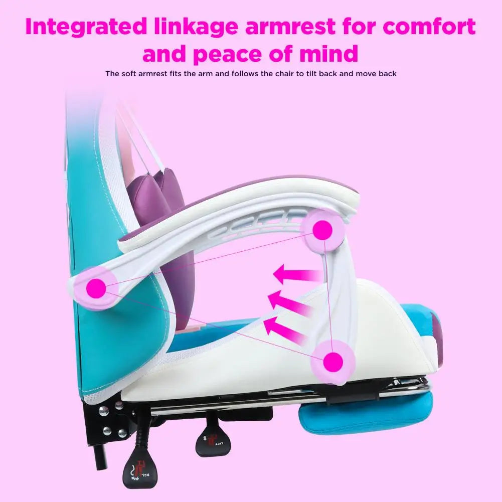 Gaming Chair with RGB LED Lights, Ergonomic Computer Chair with Massage and Footrest, Reclining Video Game Chair for Adult