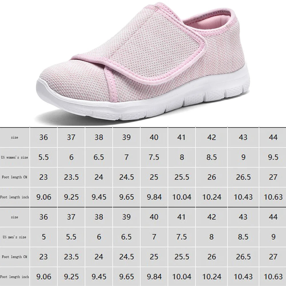Men Women Walking Shoes Comfortable Walking Sneakers Adjustable Closure Extra Wide Shoes Lightweight for Elderly Swollen Feet