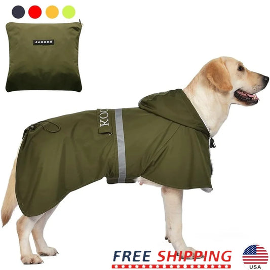 Waterproof Dog Raincoat Adjustable Poncho Windproof Apparel Medium Large Dogs Travel Bag Design Comfortable Lightweight Pet