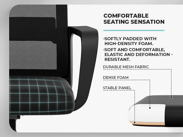 SUKIDA Mesh Office Chair, Ergonomic Desk Chair with Upholstery, Executive Chair with Armrests,Height-Adjustable Computer Chair