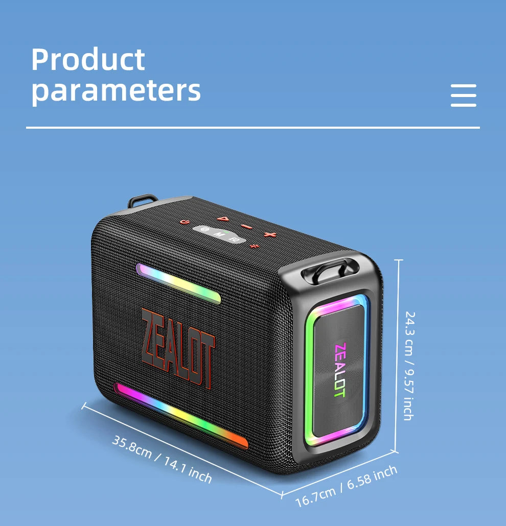 ZEALOT-S95 120W Waterproof Portable Loud Bluetooth Speaker, Wireless Outdoor Boombox SubwooferTriple Passive Radiators-Deep Bass