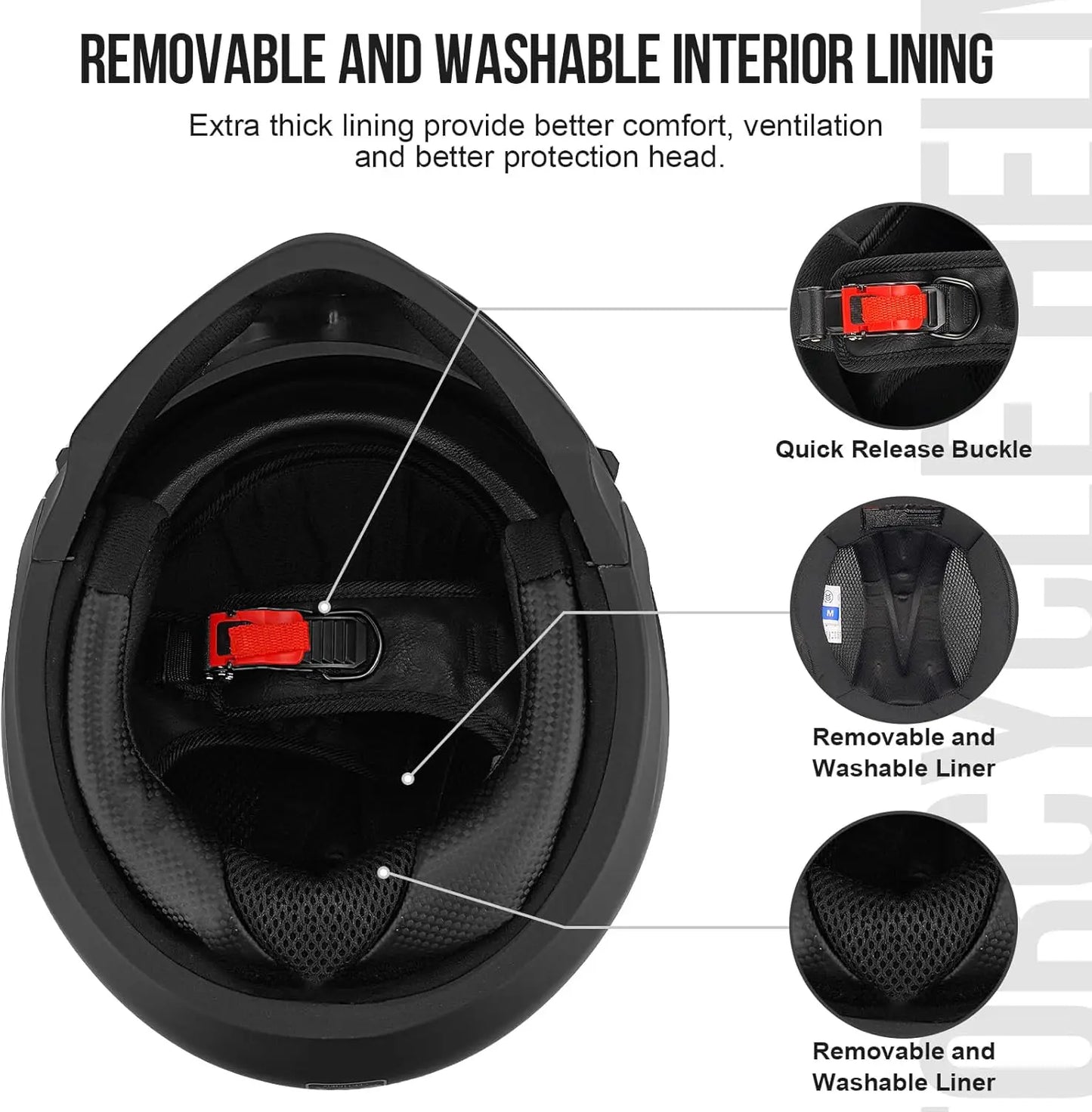 Open Face Motorcycle Helmet for Unisex-Adult Dirt Bike ATV Scooter Cruiser Full Face Motocross Helmet Interchangeable Mouth Cove