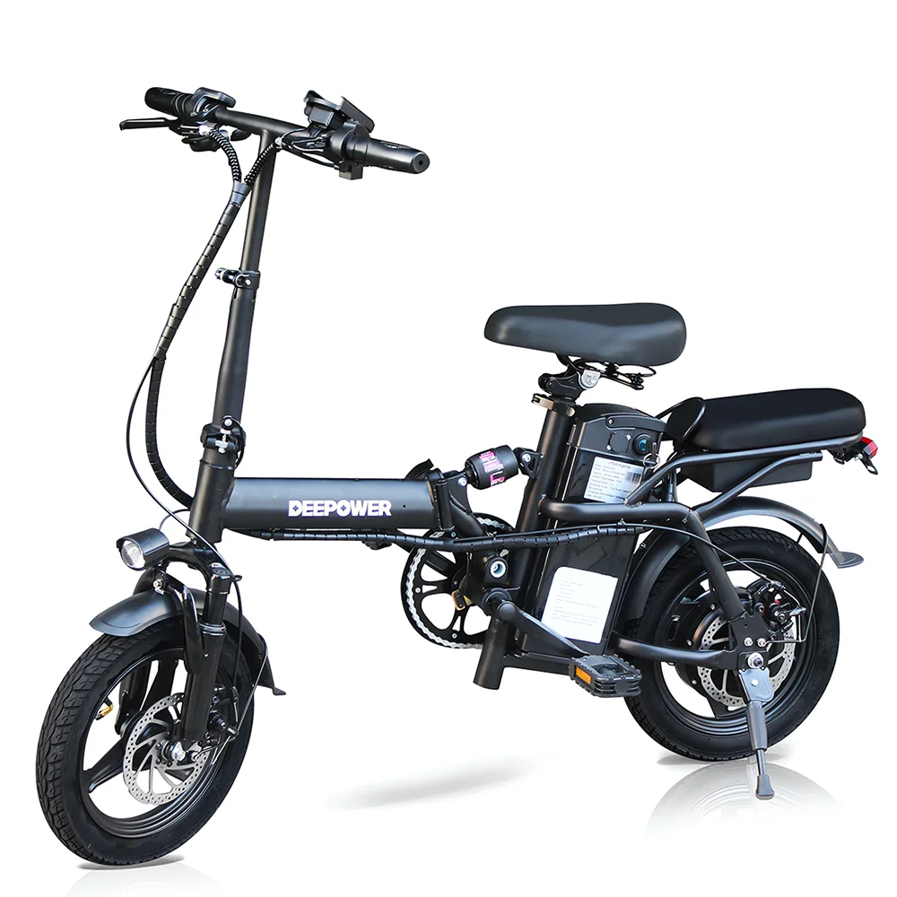 Deepower 14 Inch Foldable Electric Bicycle 400W Motor 48V 15AH Adult Mini Electric Bike Suitable for City Commuting Travel EBike