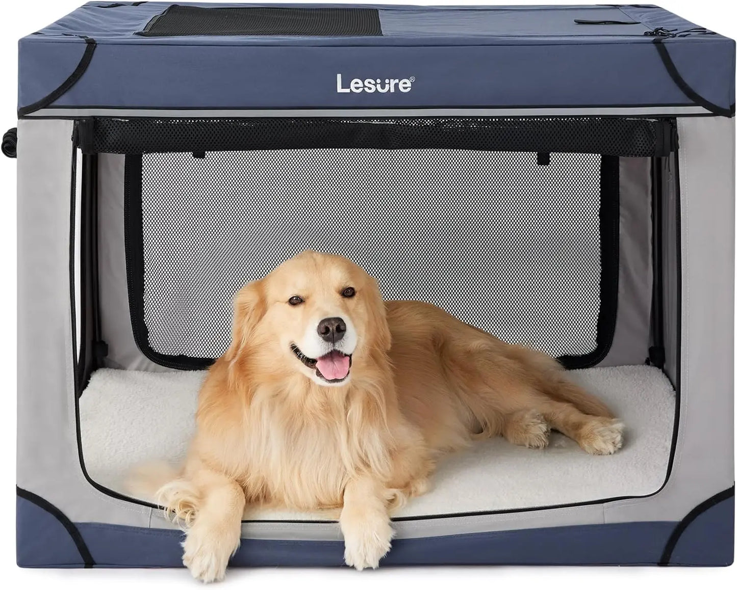 Soft Collapsible Dog Crate - 42 Inch Portable Travel Dog Crate for Extra Large Dogs Indoor & Outdoor, 4-Door Foldable