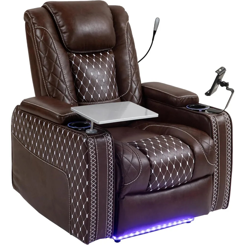 Power Zero Gravity Recliner Chair for Adults Breathable Leather Electric Recliners Adjustable Home Theater Seating with Smart
