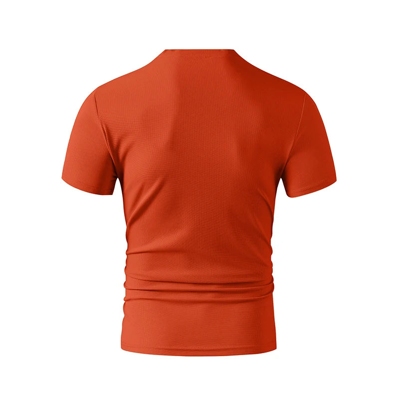 2025 New Men's Casual Fashion Simple V-neck Short Sleeved T-shirt Summer Comfortable Breathable Versatile Top