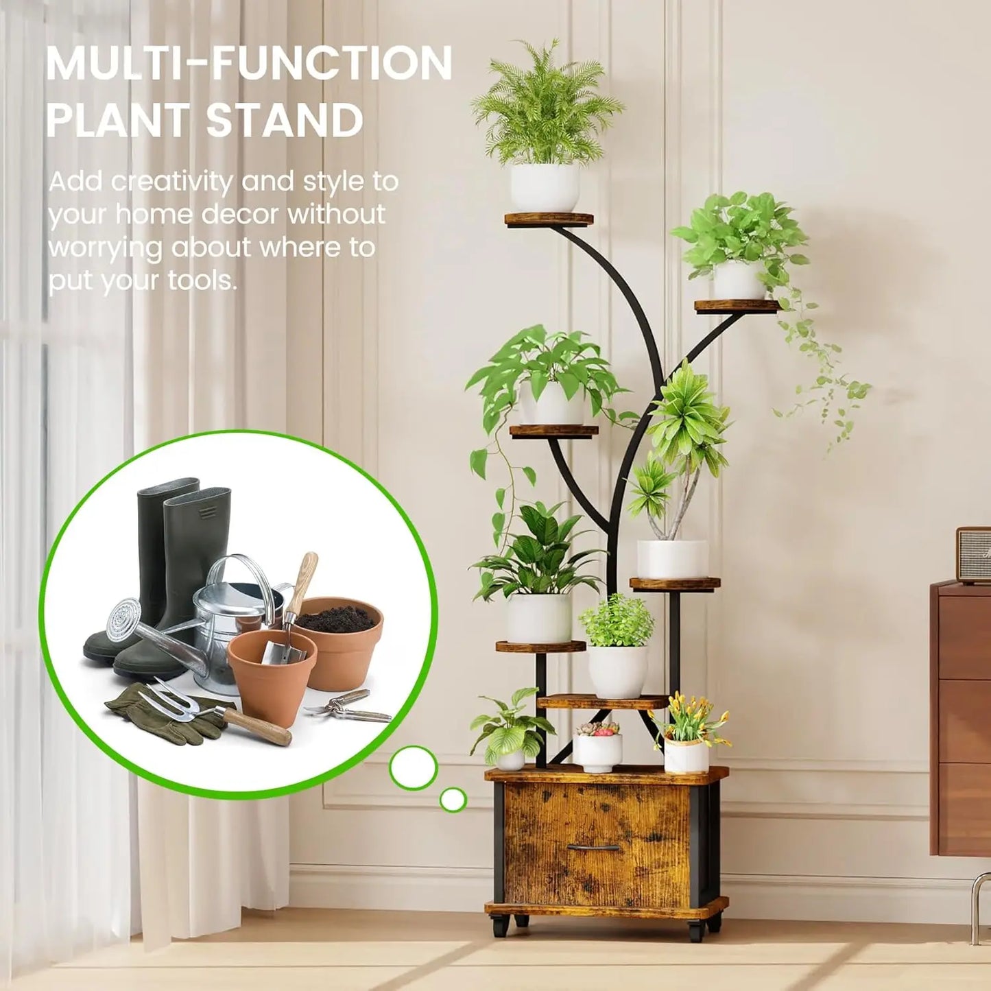 Plant Stand W/Grow Light, Tiered Plants Shelf, Corner Plant Stand Shelves for Indoor bedroom, S-Shaped Plant Rack for Home Patio
