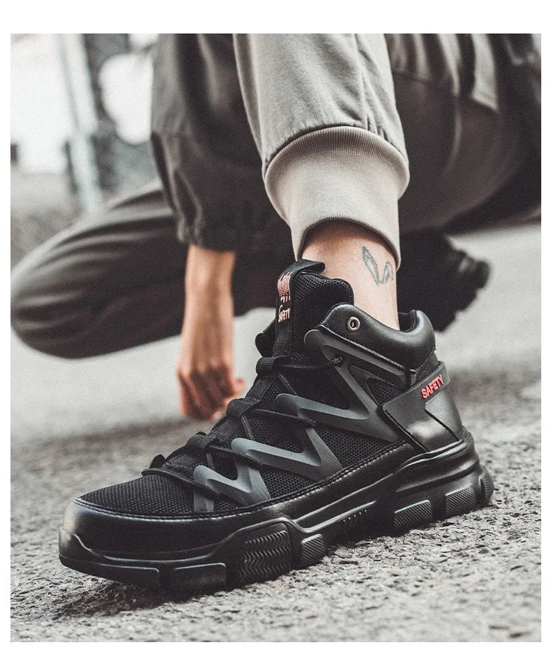 Composite Toe Work Boots Mens Puncture-Proof Midsole Non-Slip Breathable & Comfort Fit for Warehouse Use Anti-smash Work Boots