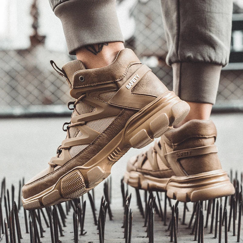 Composite Toe Work Boots Mens Puncture-Proof Midsole Non-Slip Breathable & Comfort Fit for Warehouse Use Anti-smash Work Boots