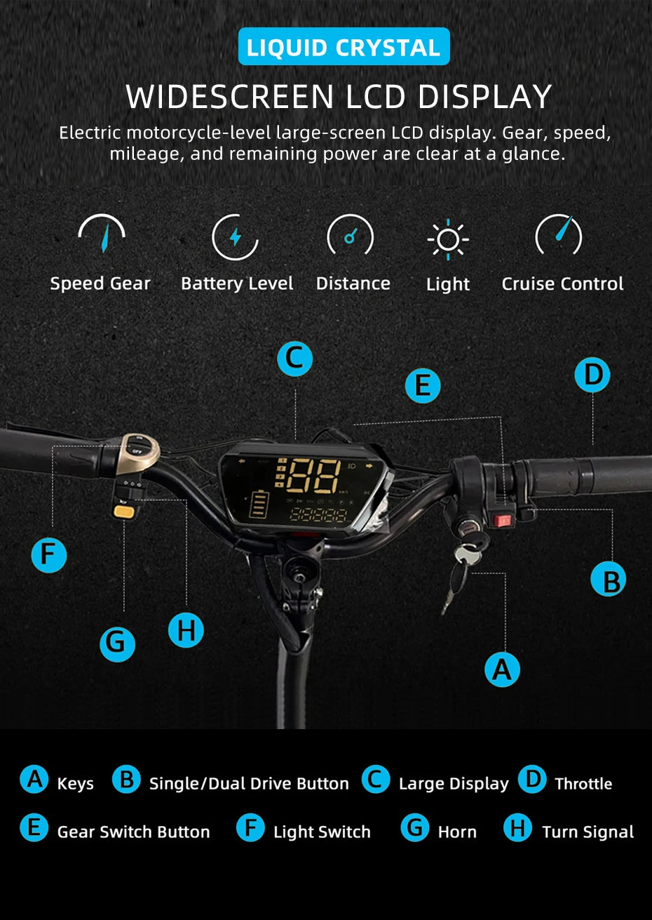 11inch Off Road Electric Scooter Dual Motor 85km/h Electric Scooter Adult 72V 6000W Powerful Electric Kick Scooter for Adults