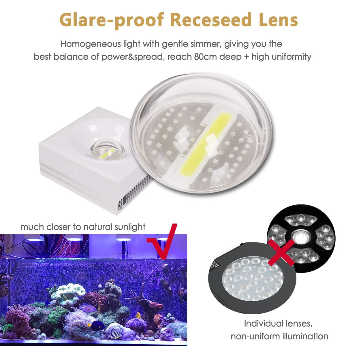 PopBloom Hertz RL90 Full WiFi Spectrum Programmable Sunrise/Sunset 100W Saltwater Aquarium LED Reef Lighting