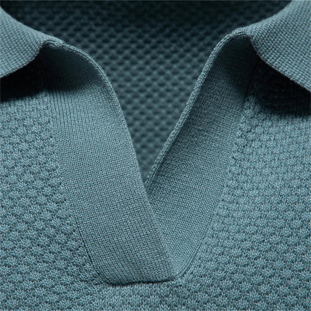 Men's Summer Breathable Polo Shirt Short Sleeve Solid Color Casual Polo Shirts for Men Lightweight Stretch Polo ﻿