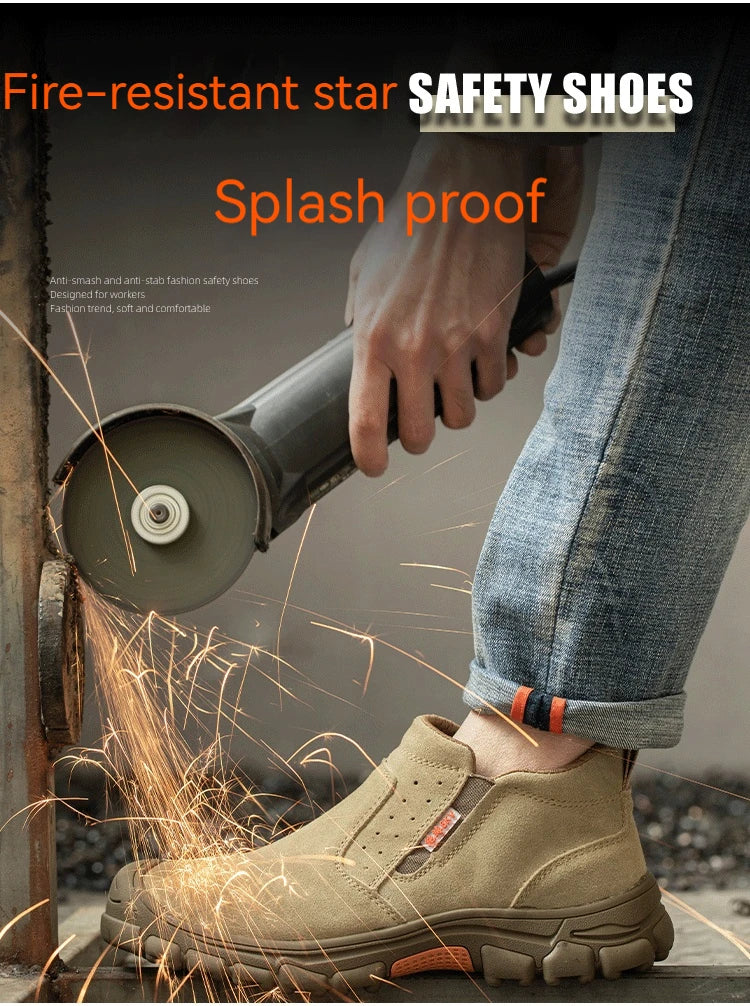 Men Work Shoes Breathable Work Sneakers Composite Toe Safety Shoes Anti-Puncture Indestructible Shoes Welders Safety Boots