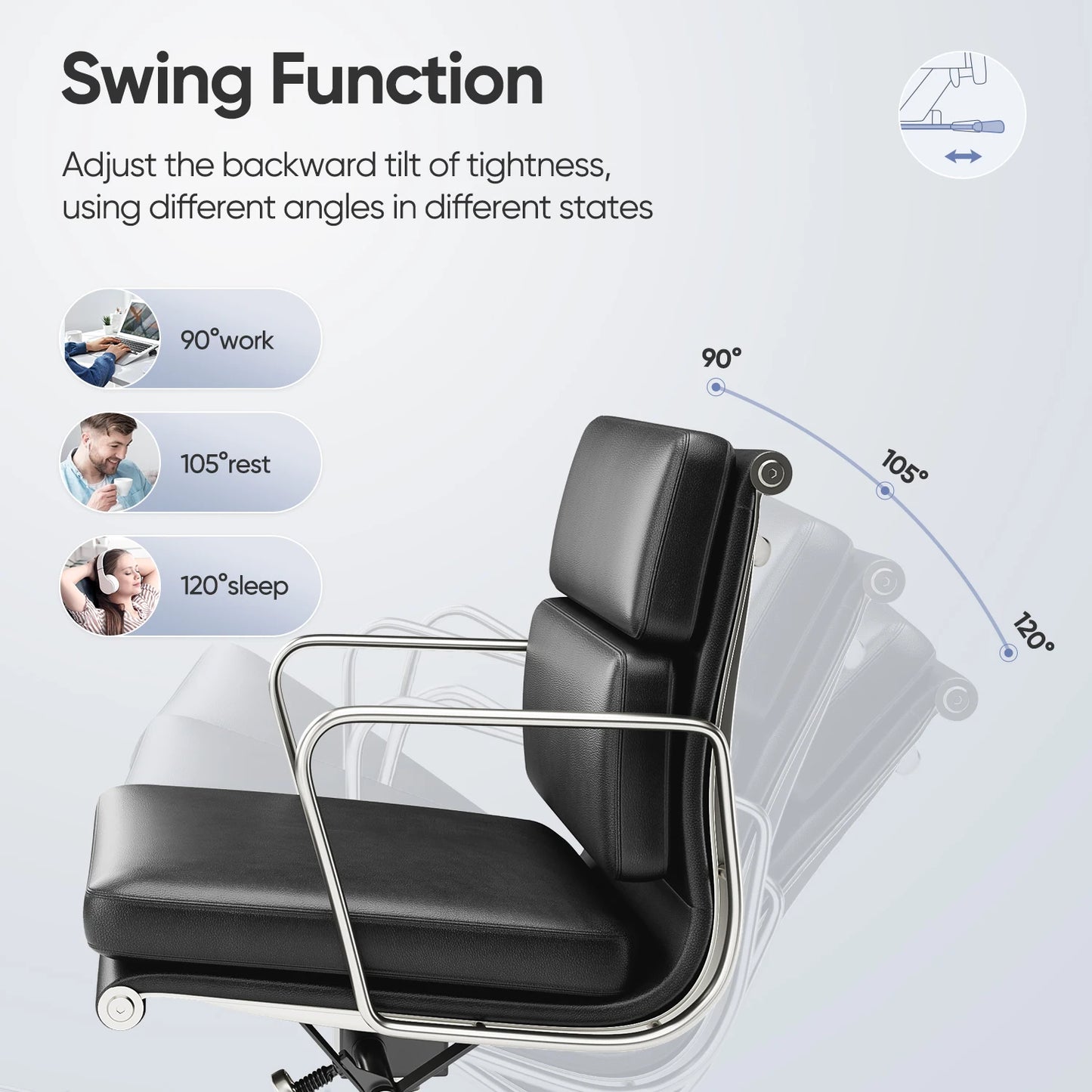 Office Guest Chair Upholstered Leather Comfortable Reception Chairs with Wheels Adjustable Swivel Rolling Office Chairs