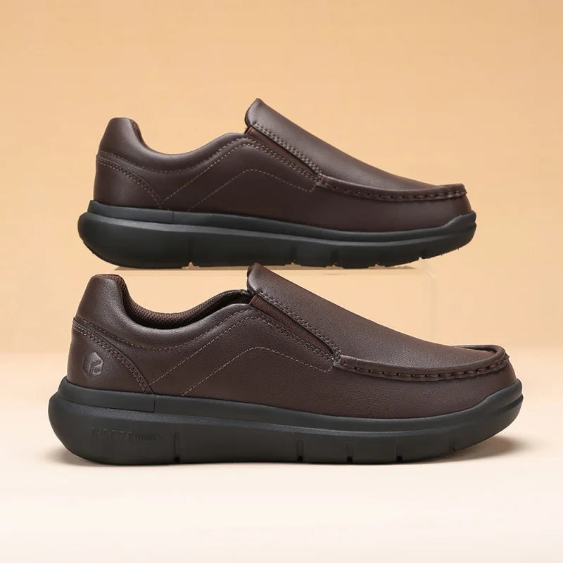 Men'S Slip-On Casual Business Shoes Leather Shoe Wide Width 2E Lightweight For Swollen Feet With Arch Support Pain Relief