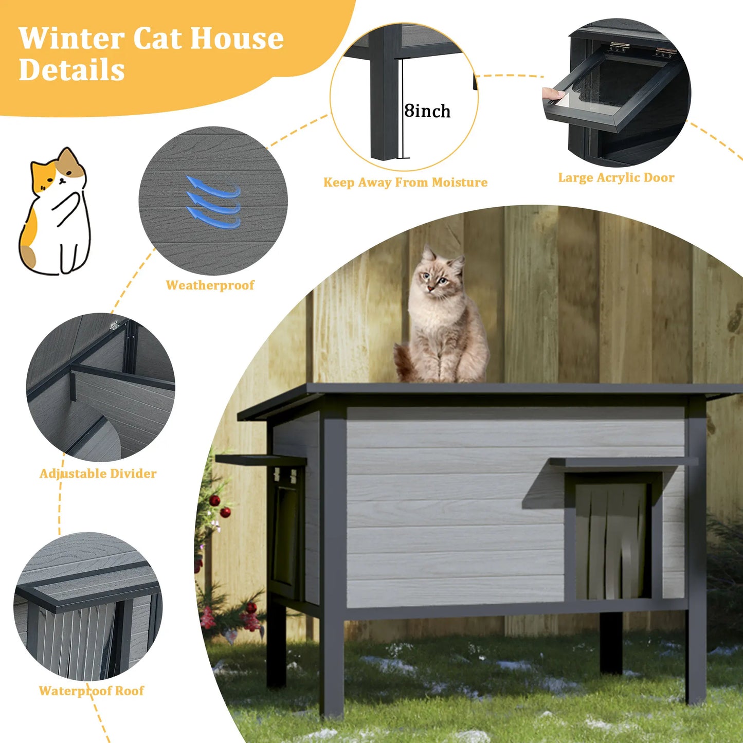 HDPE Indoor Outdoor Cat House, Weatherproof, Feral Cat Shelter for Multiple Cats, Outdoor HDPE Sheet Cat and Rabbit House