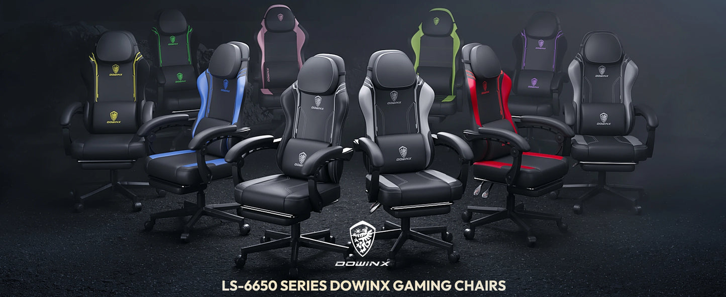 Dowinx Gaming Chair with Pocket Spring Cushion, Ergonomic Game Chair with Massage Lumbar Support and Footrest for Adults