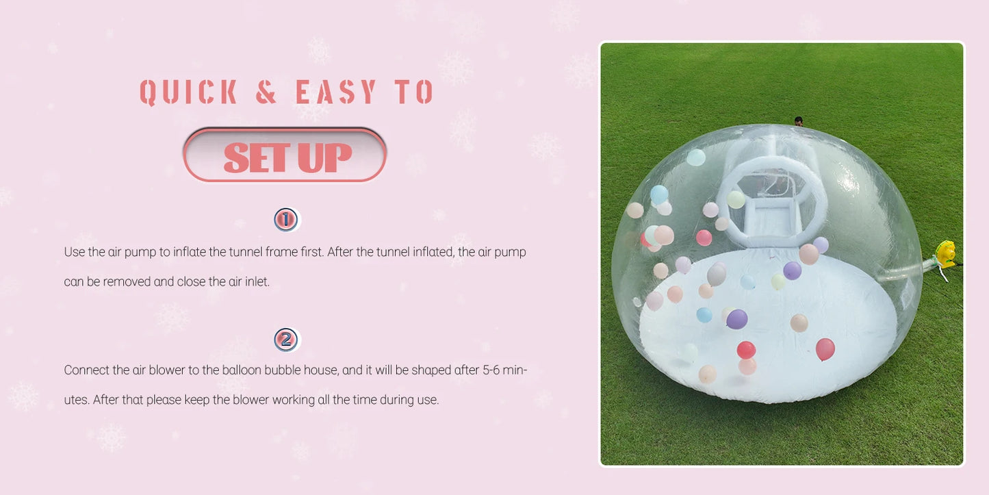 Inflatable 3M 10FT PVC Bubble House Inflatable Chlidren Toys Outdoor Commerical Castle With 750W Air Blower 100 balloons