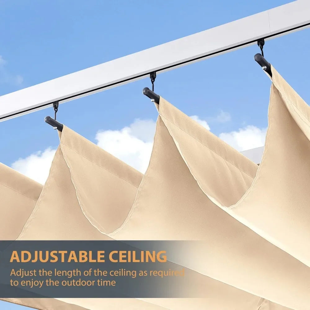 10' x 10' Retractable Pergola Canopy – White Frame & Sun Shade for Backyards, Gardens & Patios