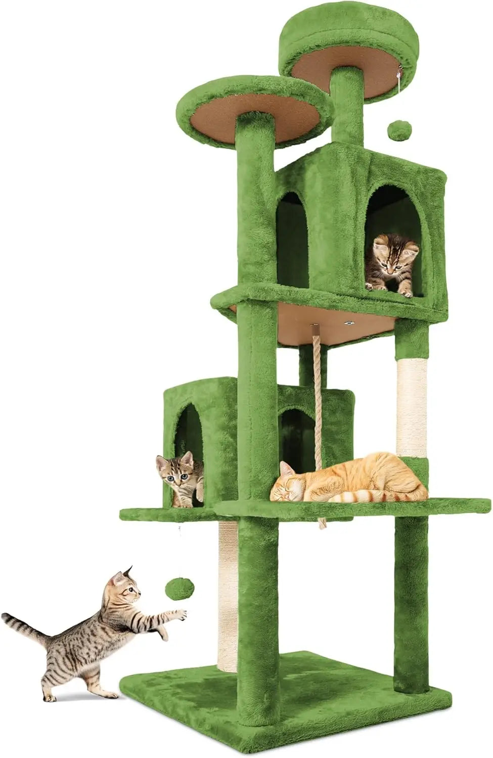 Cat Tree Tower Condo for Indoor Cats, Soft Plush Multi-Level Climbing Tree Cat House with 1 360° Rotating Cat Cave