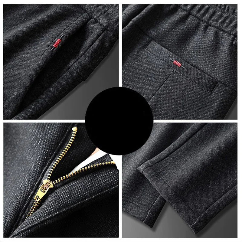 Men's Straight Leg Long Daily Pants Casual Straight Slim Fit Narrow Leg Trousers Stylish Male Suit Work Fashion Blue Gray Pants