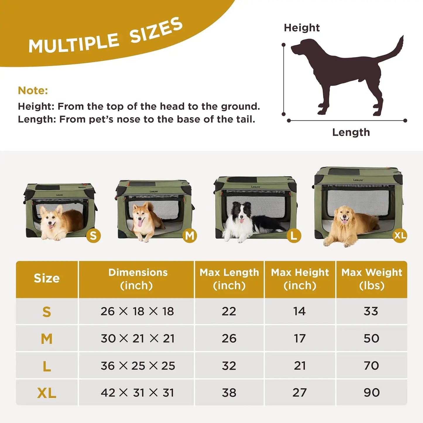 Soft Collapsible Dog Crate - 42 Inch Portable Travel Dog Crate for Extra Large Dogs Indoor & Outdoor, 4-Door Foldable