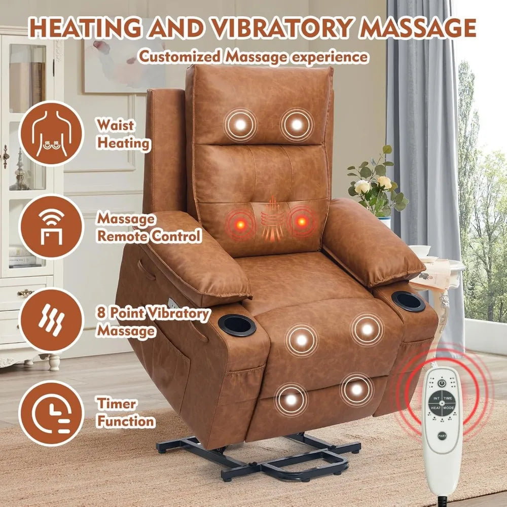 Power Lift Chair for Elderly,Electric Recliner Chair with Vibrating Massage & Heating,Living Room Chair with Thickened armrest,