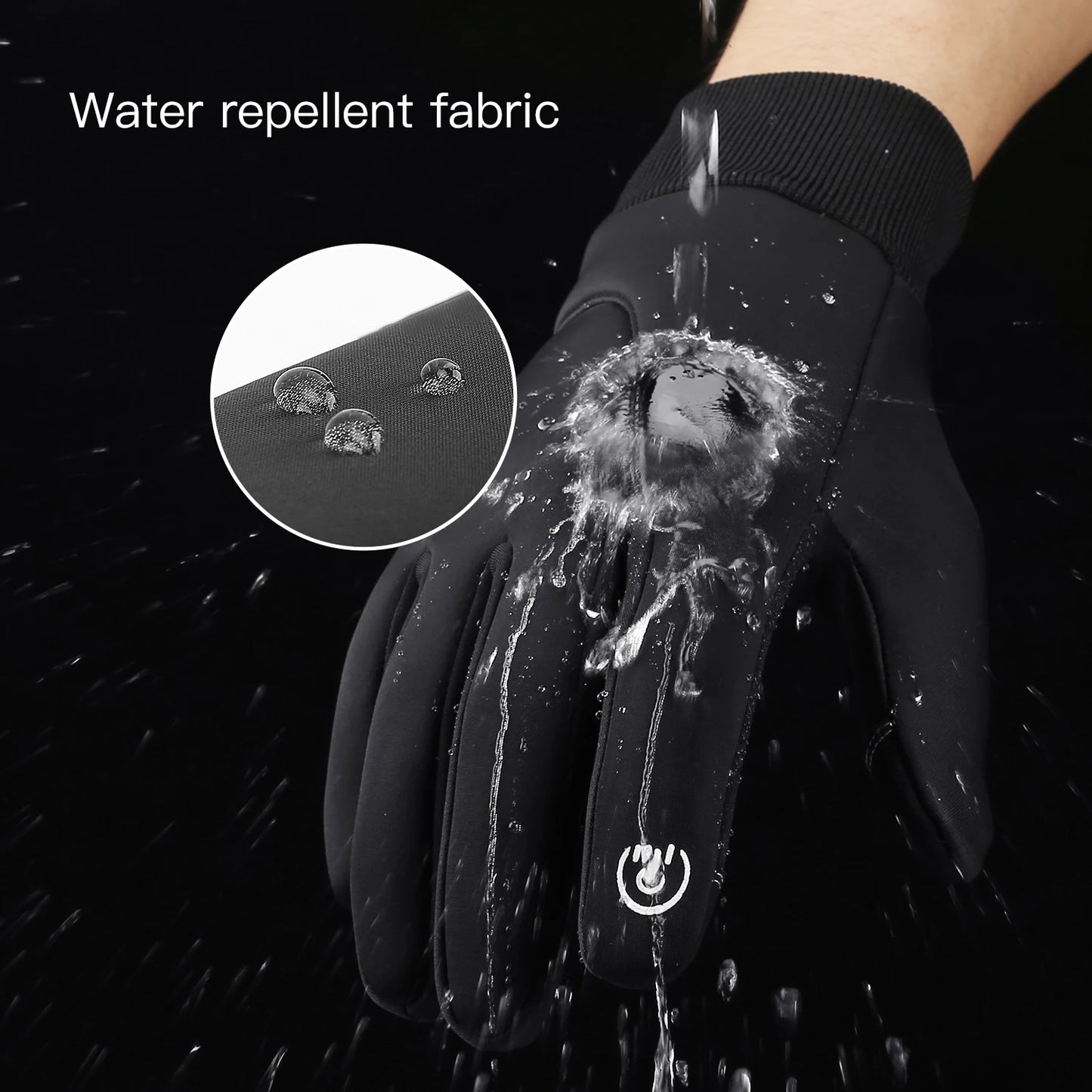 Full Fingers Men Winter Waterproof Cycling Gloves Outdoor Sports Running Motorcycle Ski Touch Screen Fleece Gloves Non-slip Warm