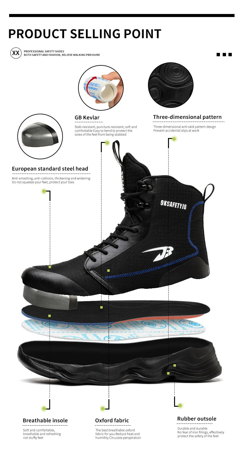 Fashionable breathable anti-smash and anti-puncture safety shoes