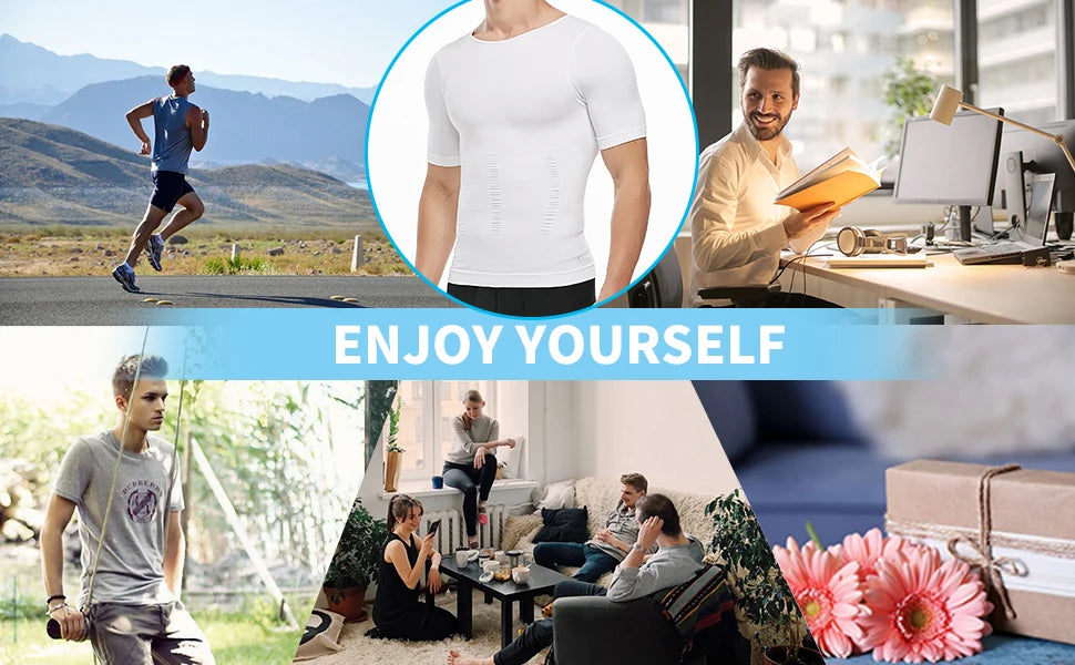Mens Compression Shirt Slimming Body Shaper Vest Workout Tank Tops Abs Abdomen Undershirts