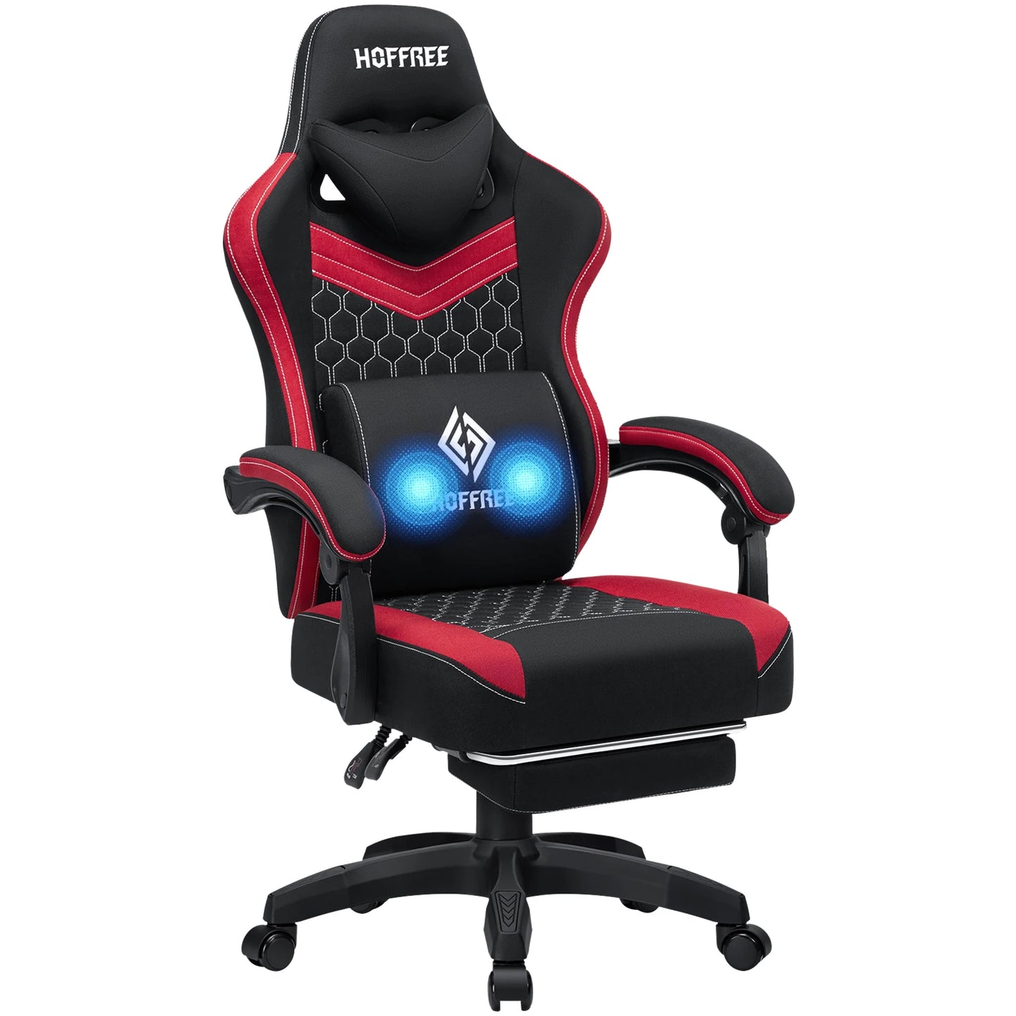 Ergonomic Office Chair With Footrest Lumbar Cushion Bluetooth Speaker 2-Point Massage Height Adjustable Gaming Racing Chair Sofa