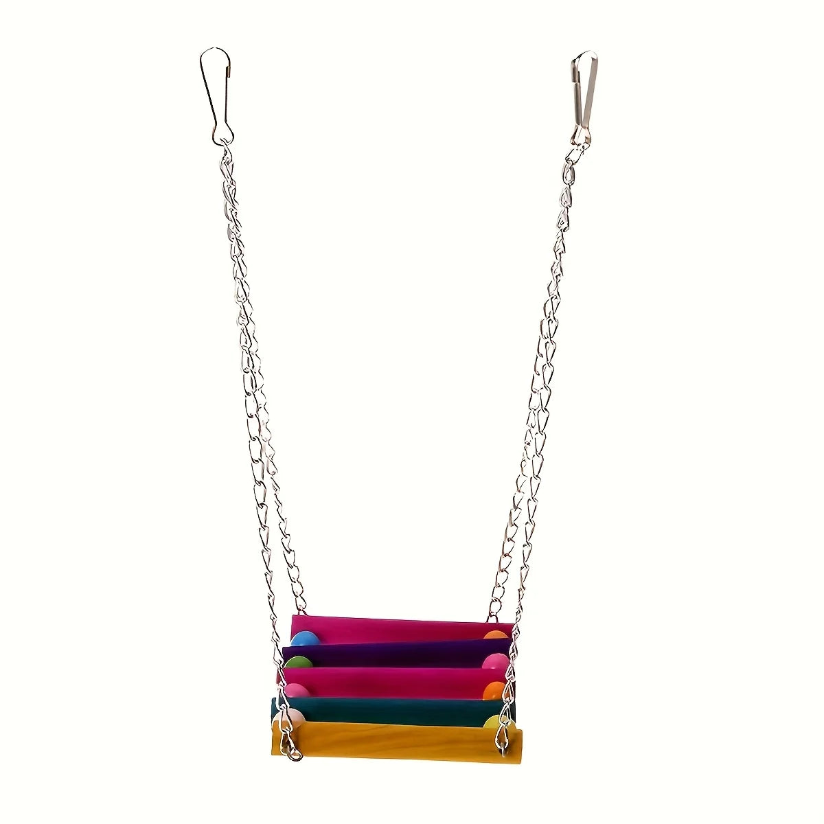 1 piece of colorful wooden bird chair toy with chain - anti-gnaw parrot bridge ladder, vitality pendant cage accessory for small
