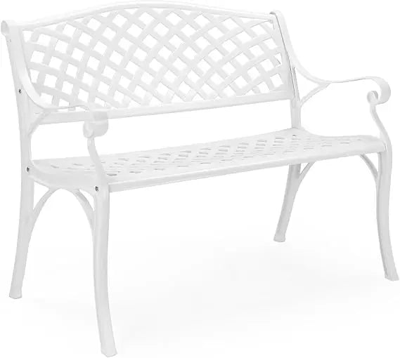 40.5" Patio Garden Bench,Anti- Rust Cast Iron Cast Aluminum Frame for Outdoor Path Yard Lawn Work Entryway Decor Deck (Brown)