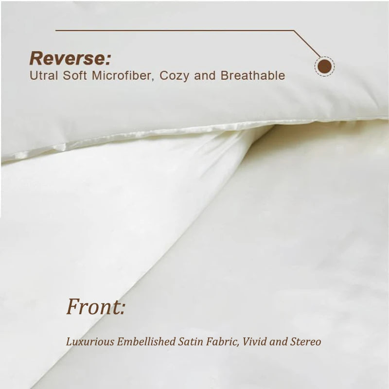 3pcs Reversible Silky Bedding Set, Luxury Soft Satin Comforter with 2 Satin Pillowcases, Lightweight Duvet Insert for All Season