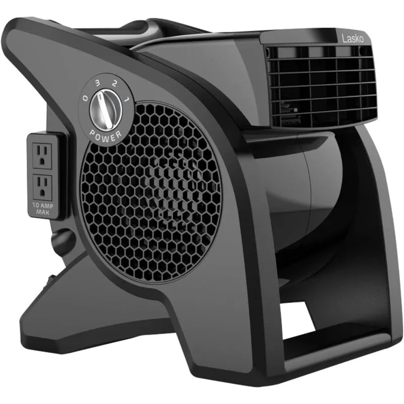 Lasko High Velocity Fan, 15", 375 CFM, Professional Utility Pivoting Blower Fan with 3 Speeds, 2 Accessory Outlets, 120V