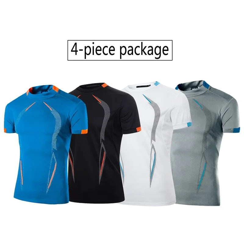 Men s Breathable Quick Dry T-Shirt with Stylish Print Short Sleeve Round Neck  Fit Sports Top in Plus Size
