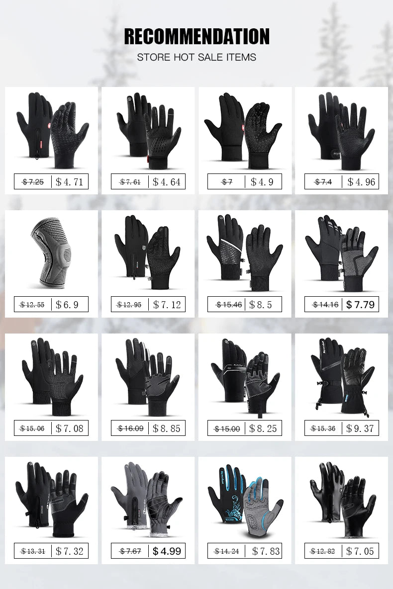 Full Fingers Men Winter Waterproof Cycling Gloves Outdoor Sports Running Motorcycle Ski Touch Screen Fleece Gloves Non-slip Warm