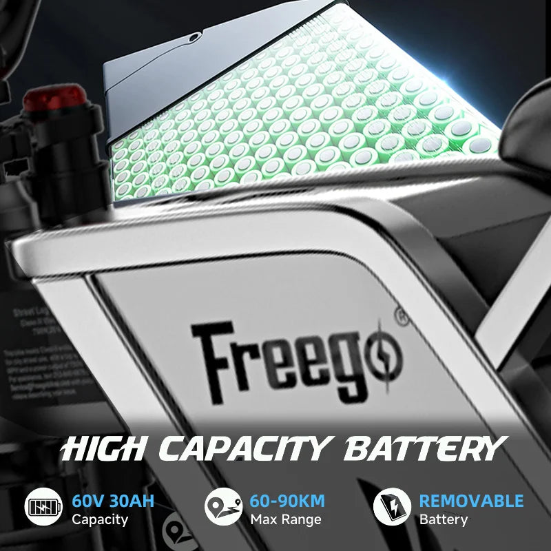 Freego X2 Pro Electric Motorcycle for Adults 6000W Brushless Gearless Motors 30AH Lithium Battery Speed 90Kmh Electric Dirt Bike