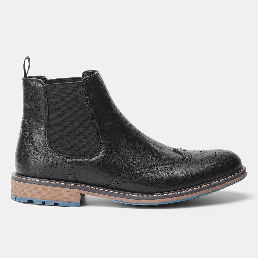 Classical Brogue Chelsea Men Boots Comfortable Fashion Leather Boots