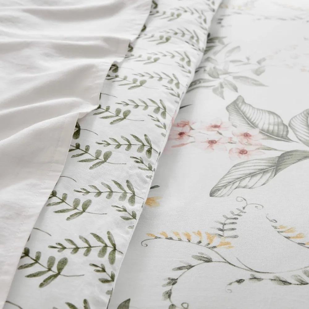 Blush, Green, and White Floral Reversible King/California King Comforter Set with 2 Pillowcases by Levtex Home